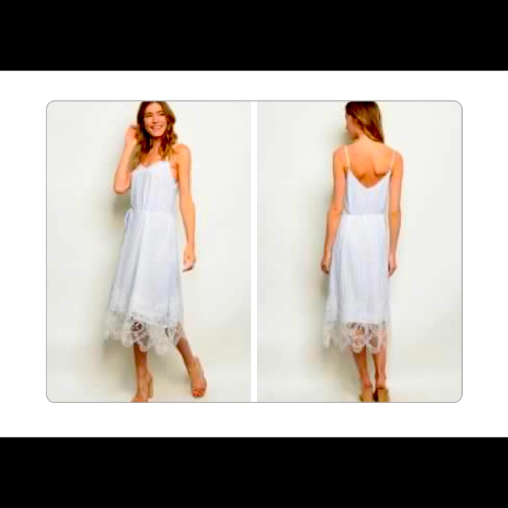 Blue and white candystripes knee-length dress